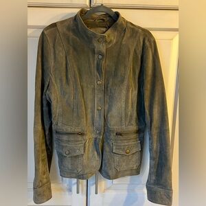 Y2K Suzy Shier suede jacketed. S/M size. Olive green.